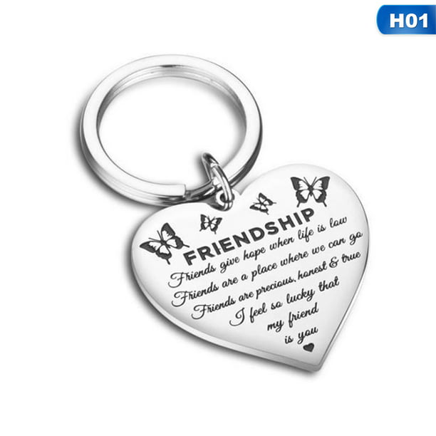 Gift Dad Mom Lover Best Friends Keyring Keychain Heart Pendant Charm Key Ring